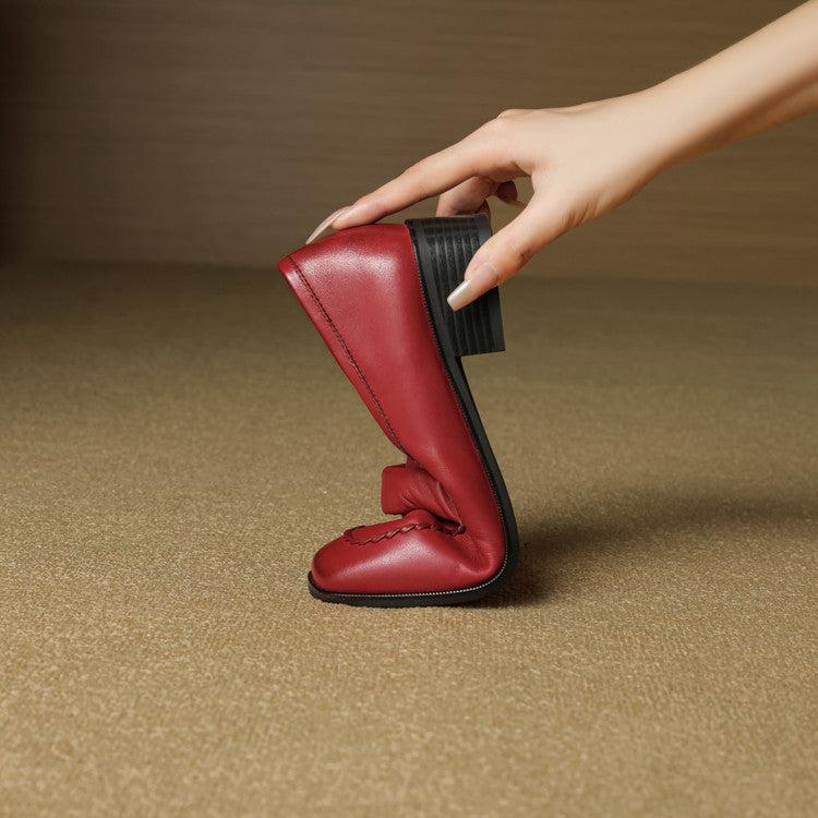 Elsie Square-Toe Leather Loafers - Women's in red