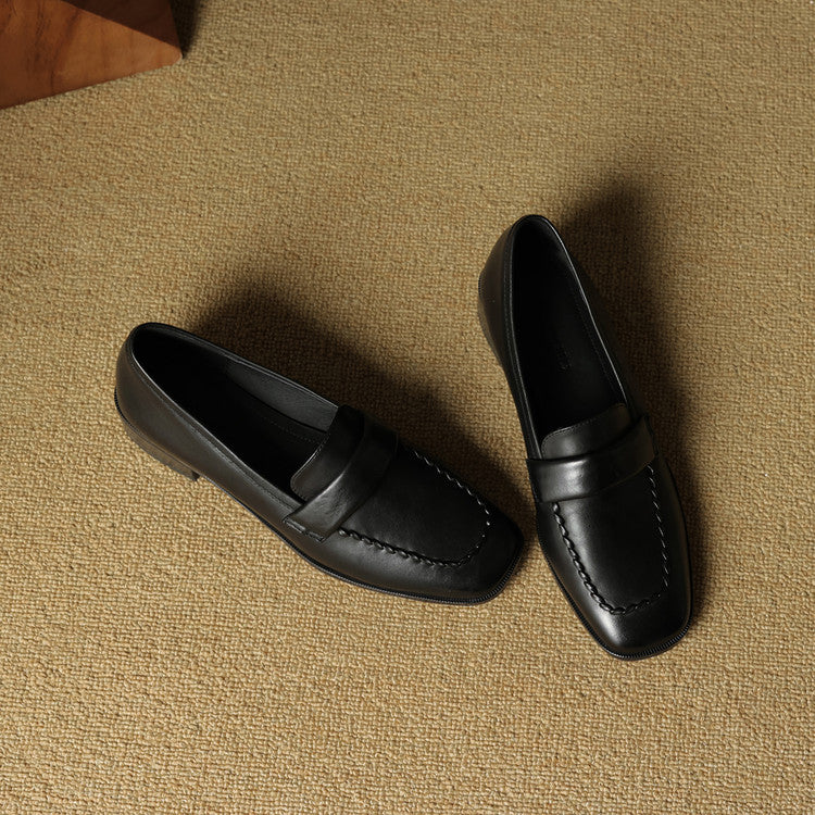 Elsie Square-Toe Leather Loafers - Women's in brown