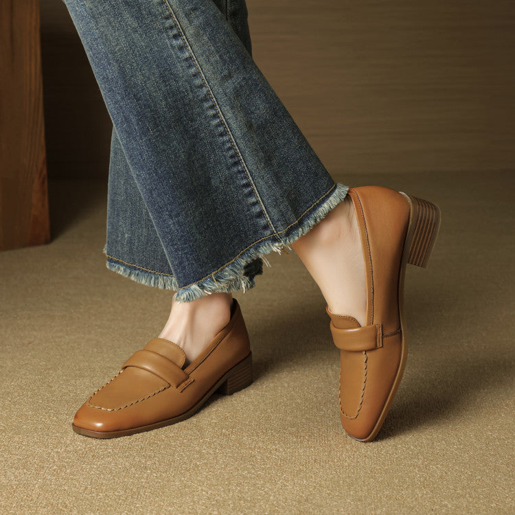 Elsie Square-Toe Leather Loafers - Women's in red