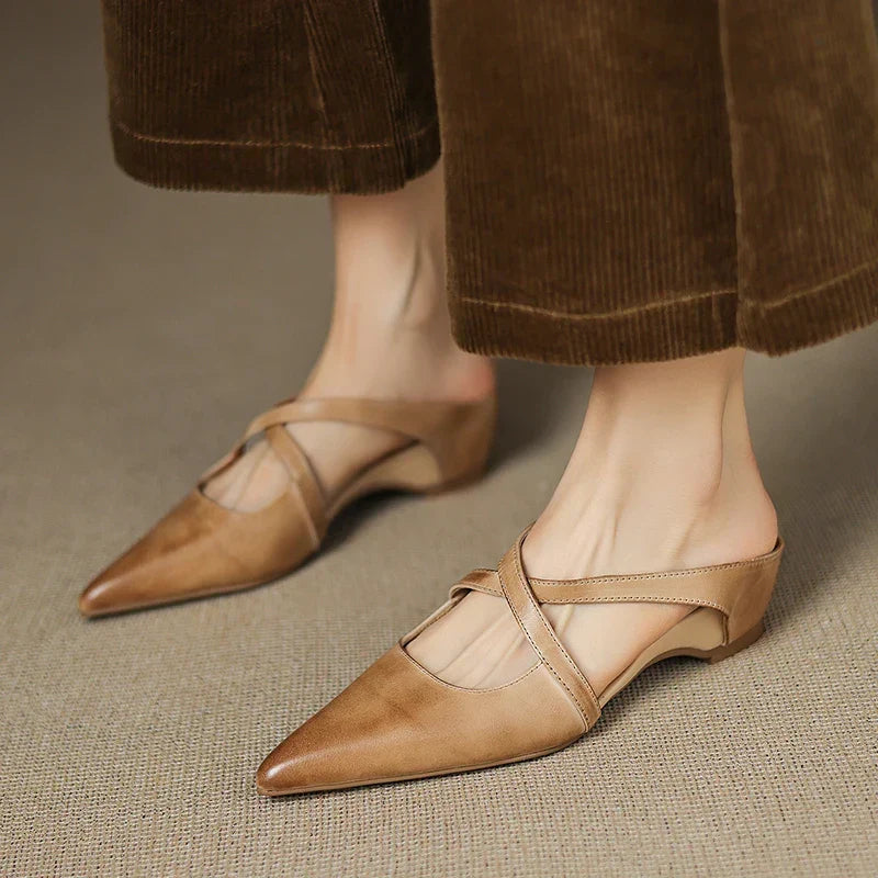 Goldie Leather Mules - Women's in red