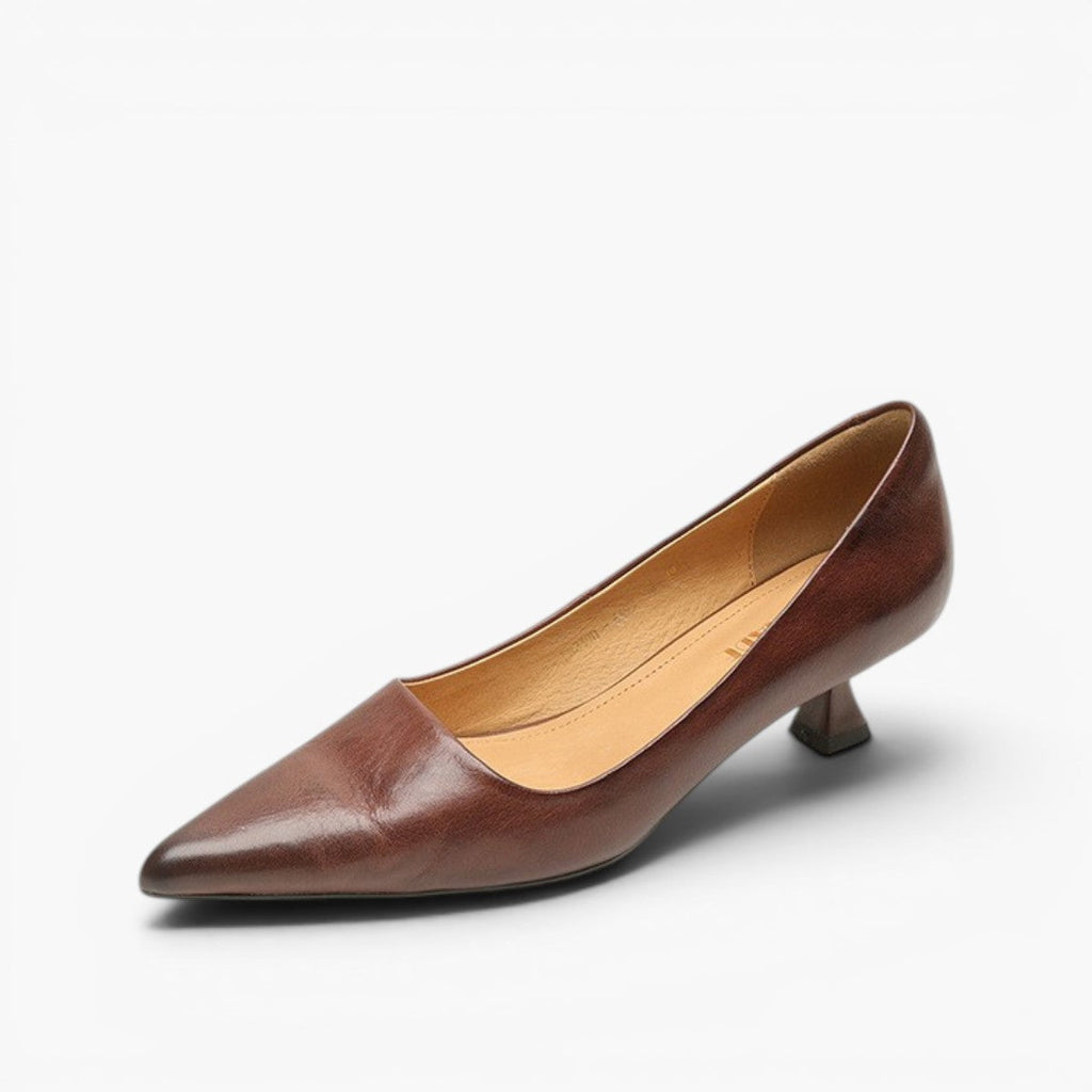 Noah Sculpted Leather Heels - Women's in camel