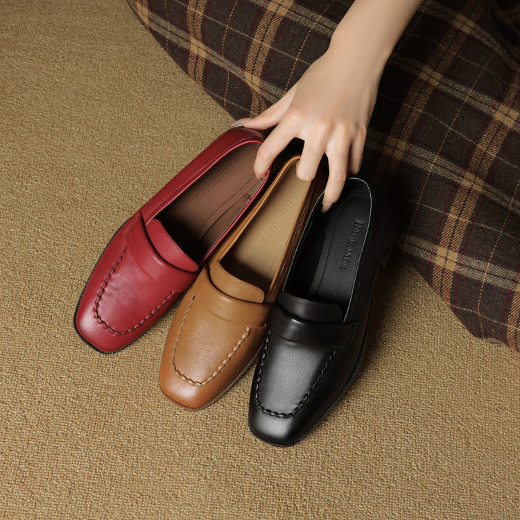 Elsie Square-Toe Leather Loafers - Women's in brown