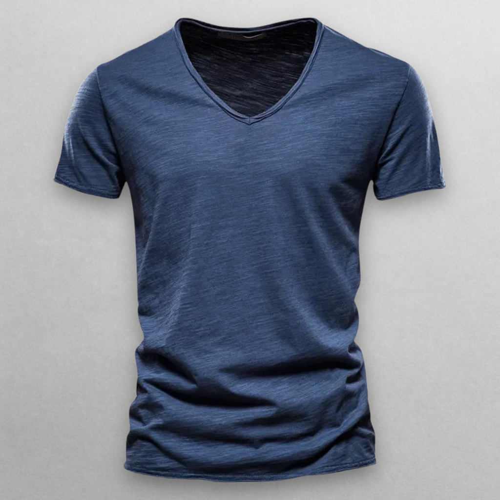 Nori Cotton V-Neck Sweater - Unisex in blue