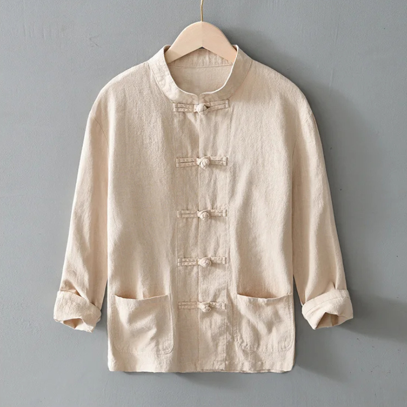 Ellis Mandarin Collar Shirt - Unisex in gray