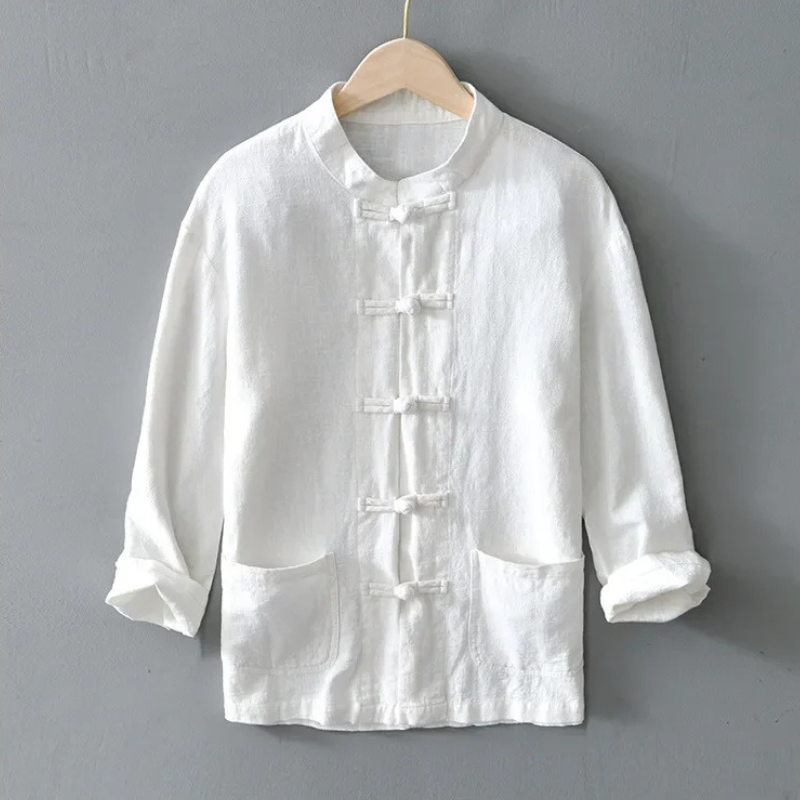 Ellis Mandarin Collar Shirt - Unisex in gray