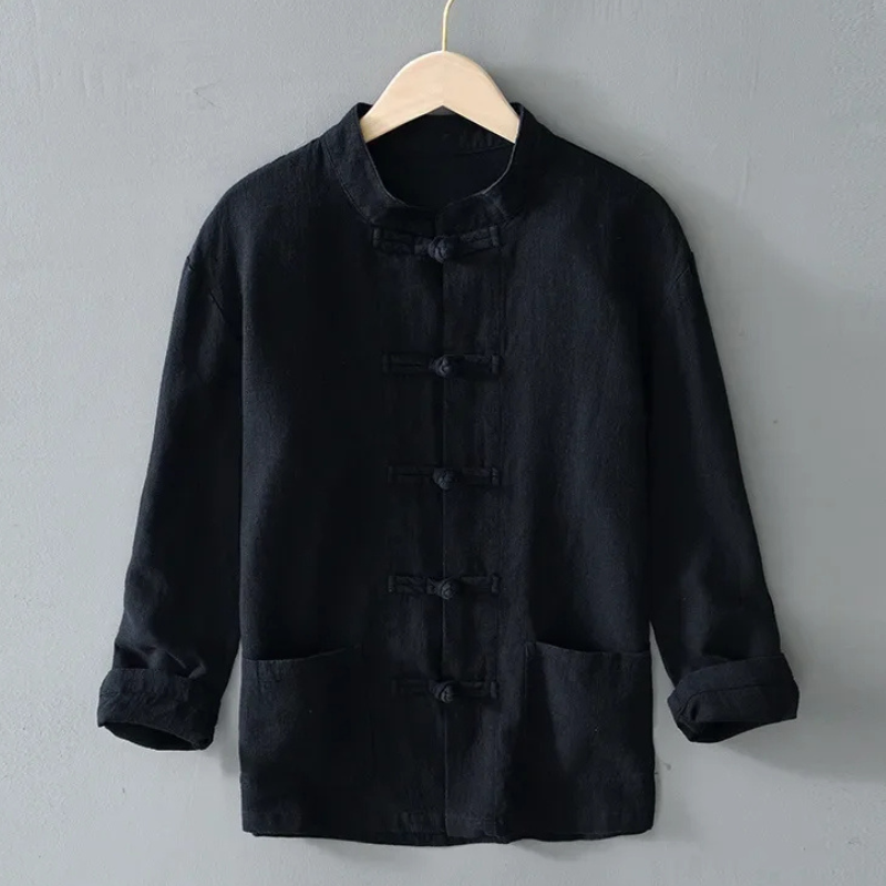 Ellis Mandarin Collar Shirt - Unisex in gray
