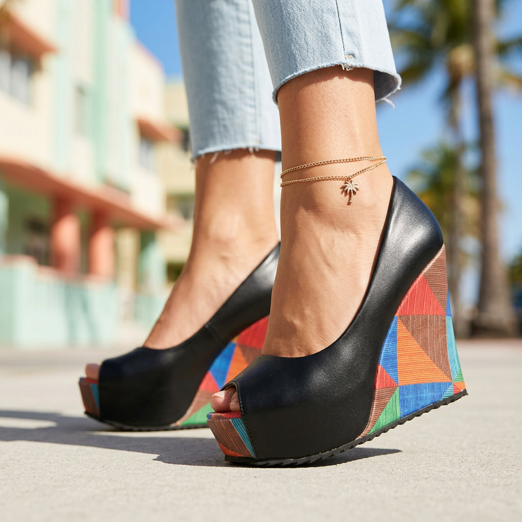 Nina Wedge Sandals - Women's in orange
