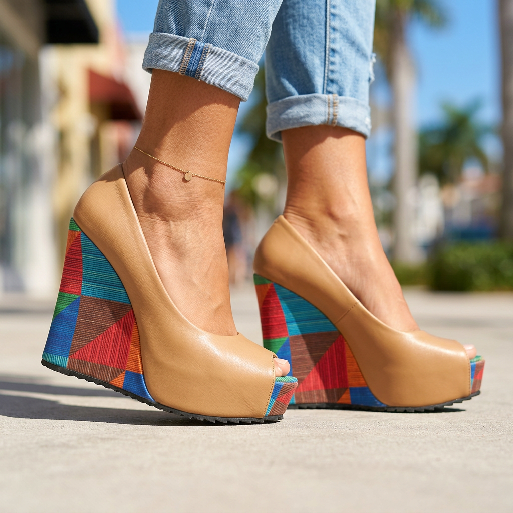 Nina Wedge Sandals - Women's in orange