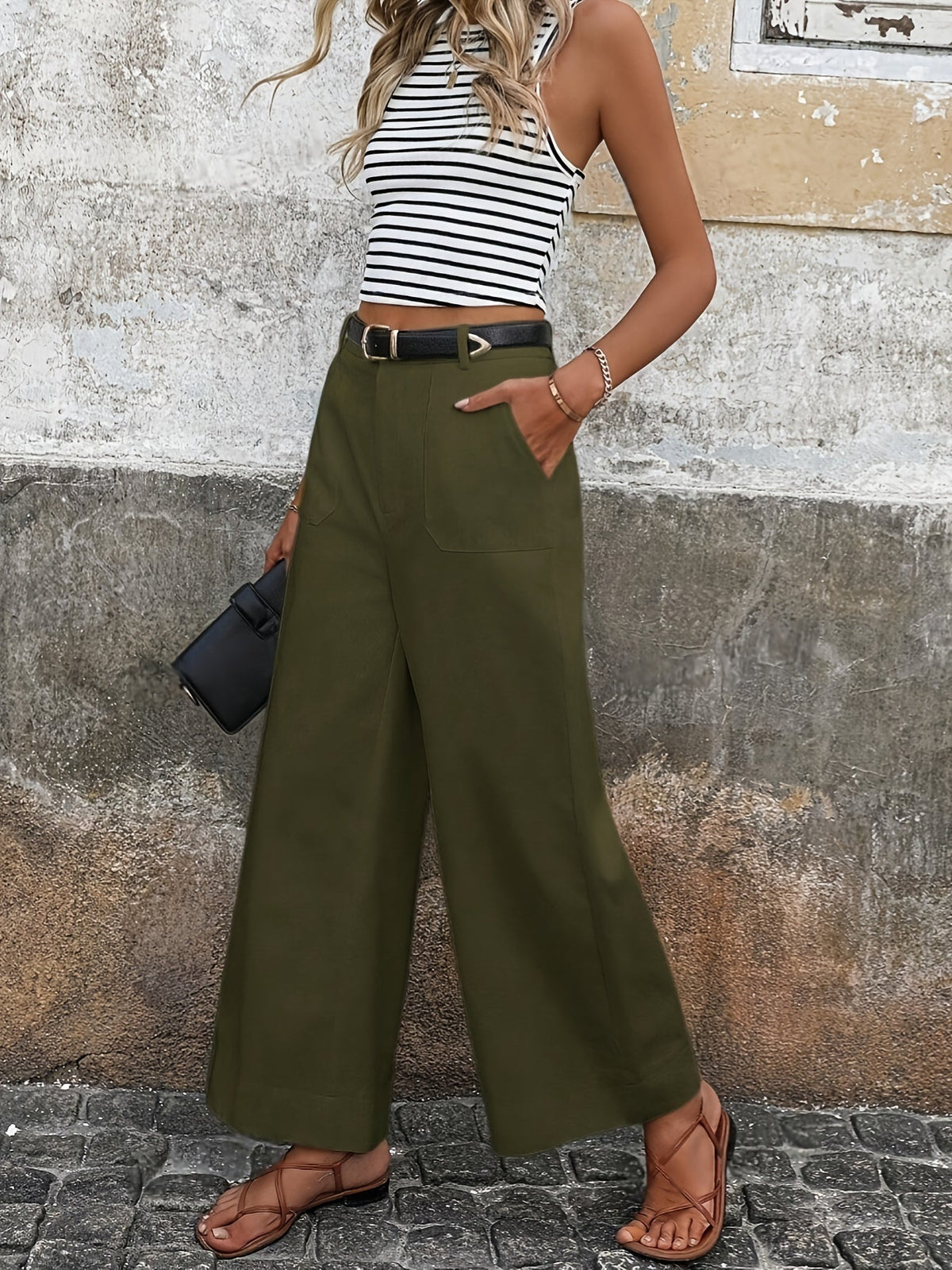 Mara High-Waisted Pants - Unisex in green