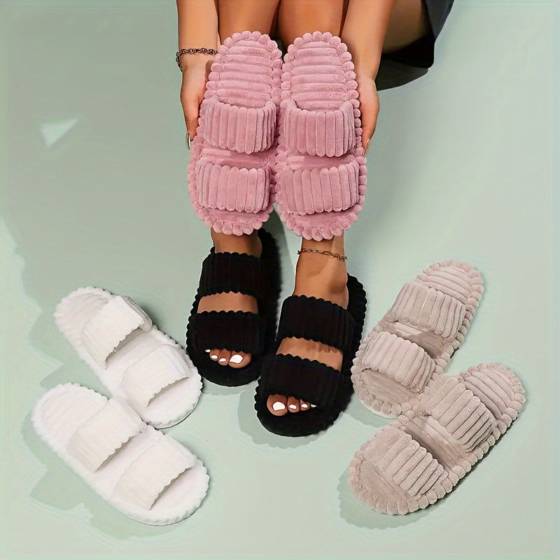 Mila Plush Slippers - Unisex in white