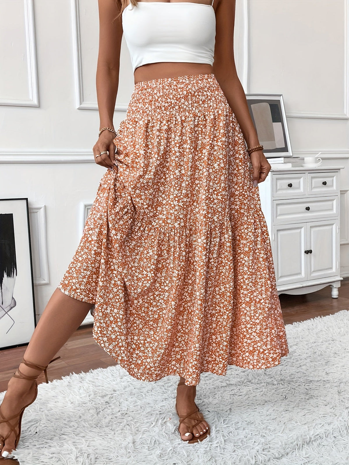 Elena Ditsy Floral Skirt - Women's in black