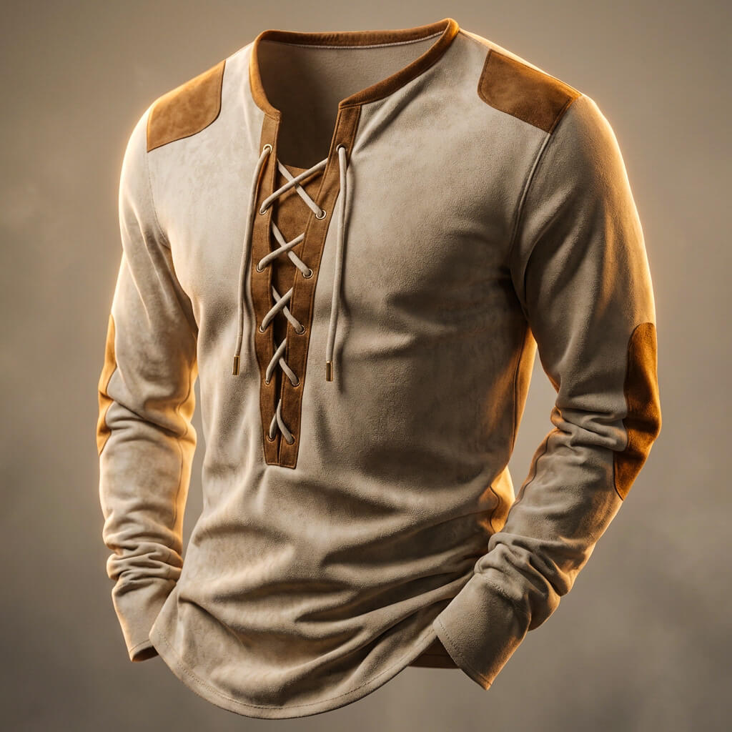 Hutton Textured Henley Shirt - Men's in beige