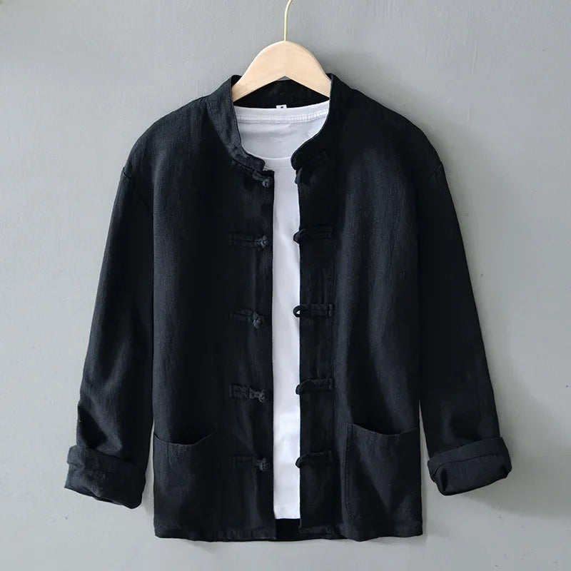 Ellis Mandarin Collar Shirt - Unisex in blue