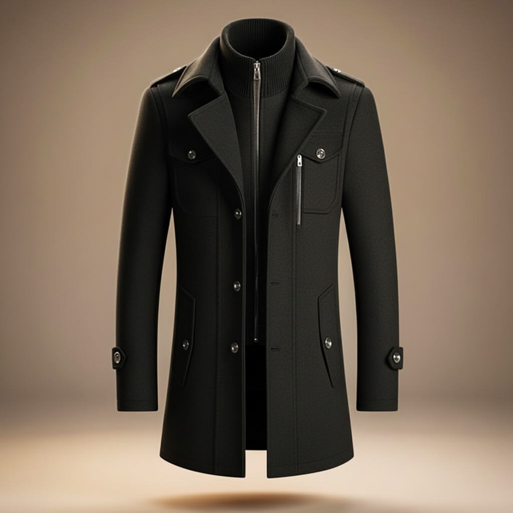 Callum Virgin Wool Coat - Men's in cognac brown