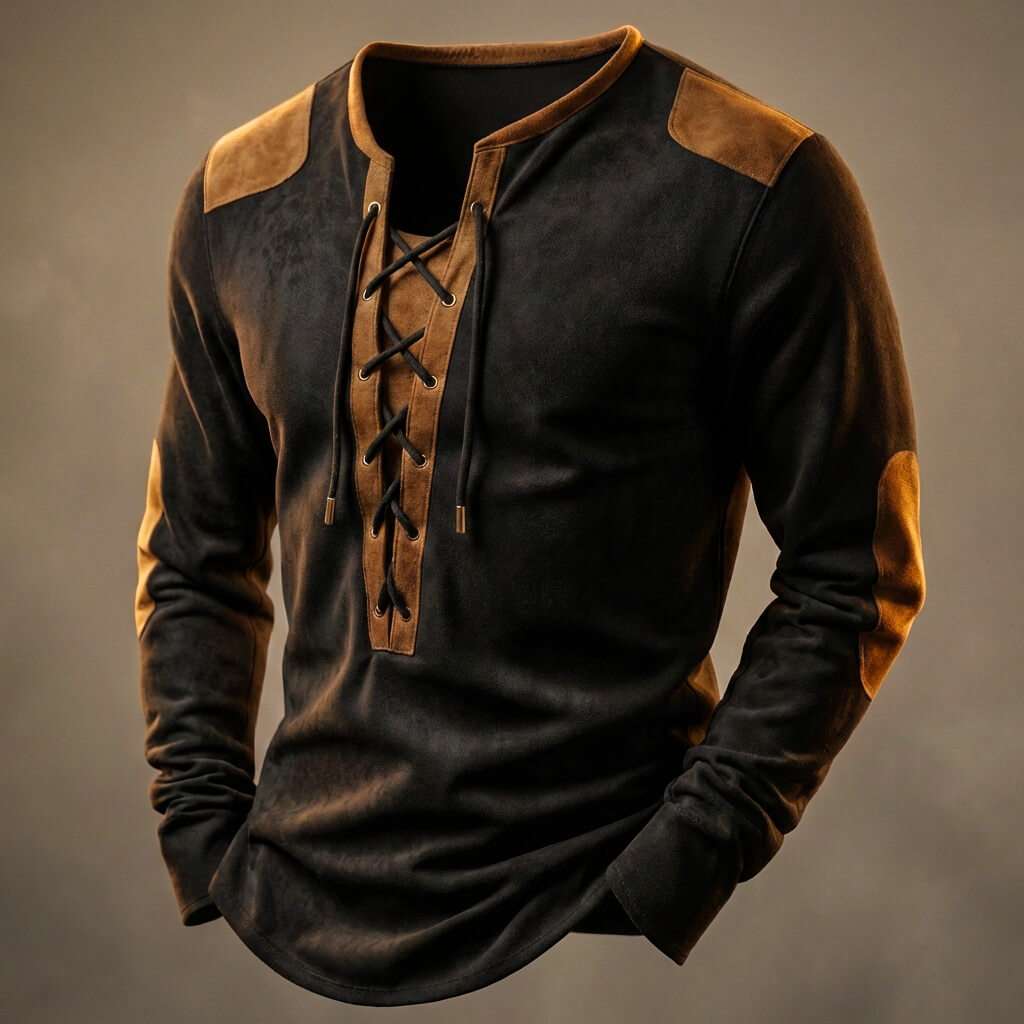 Hutton Textured Henley Shirt - Men's in beige