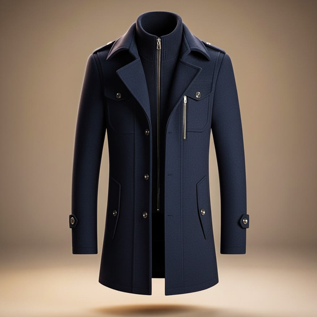 Callum Virgin Wool Coat - Men's in cognac brown