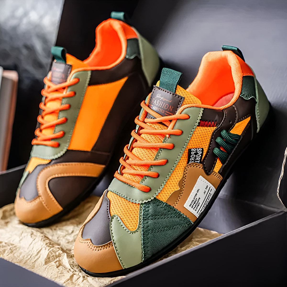 Brixton Retro Sneakers - Men's in orange