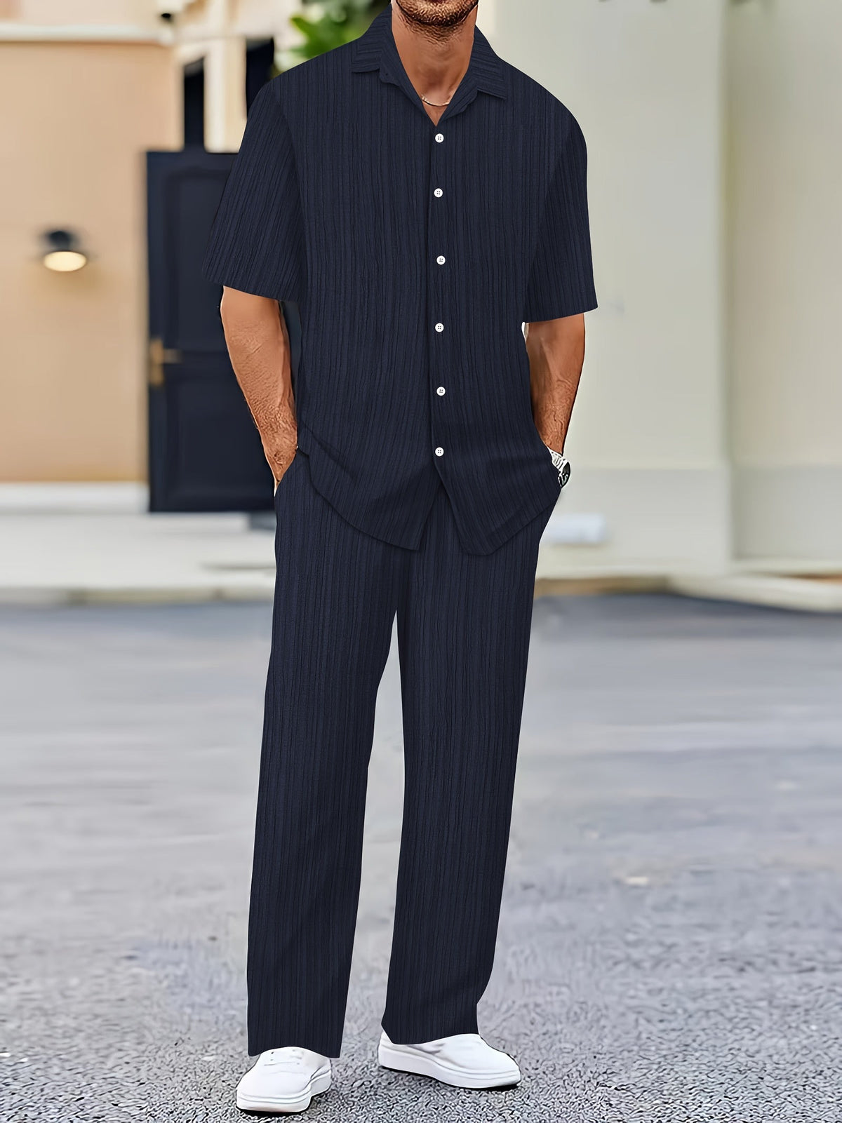 Elias Striped Set - Unisex in blue
