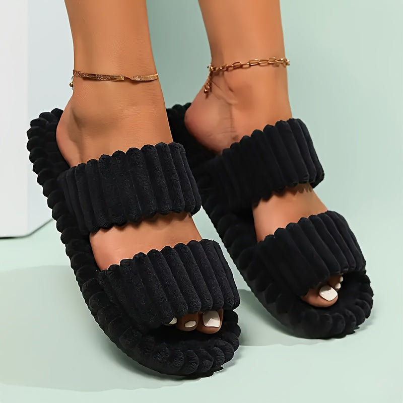 Mila Plush Slippers - Unisex in black
