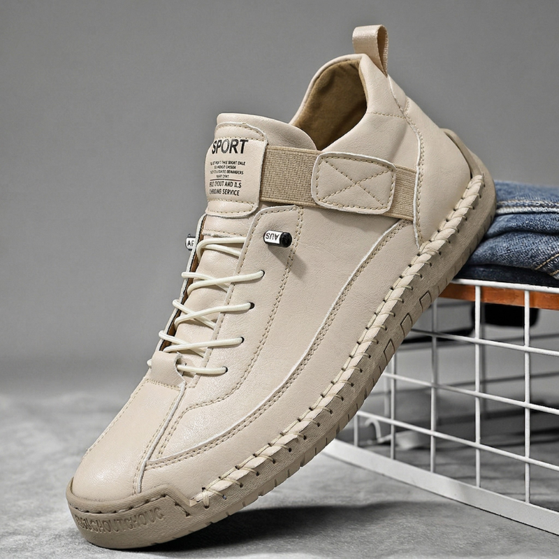 Calder Handmade Leather Sneakers - Men's in olive
