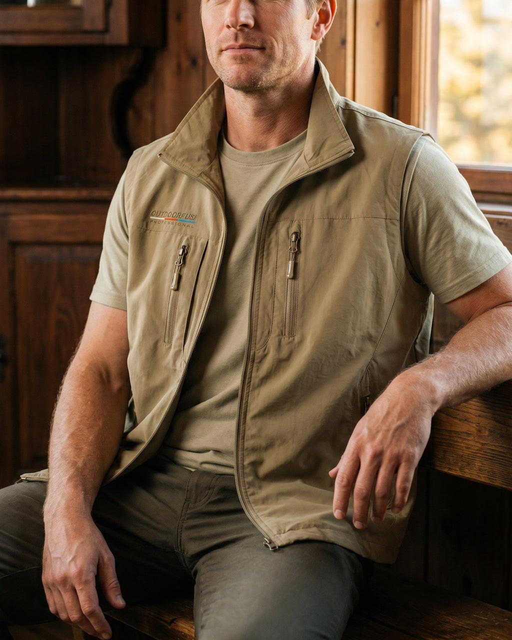 Noel Utility Gilet - Men's in beige