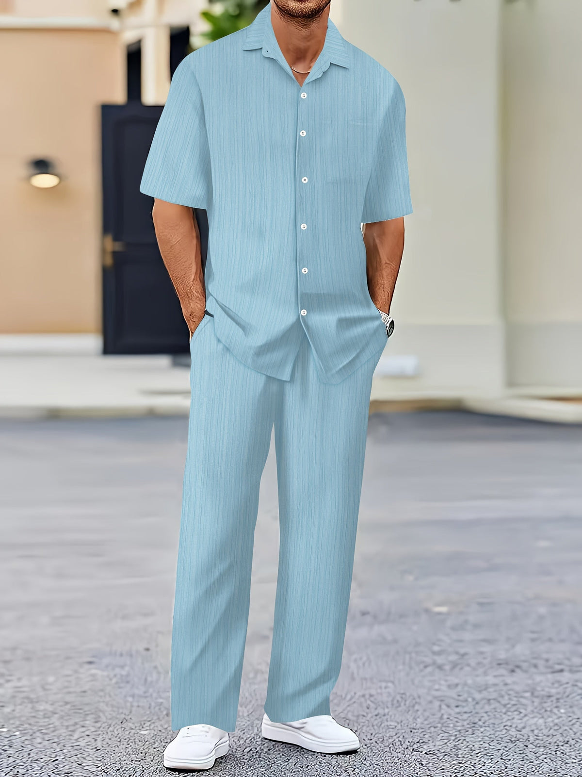 Elias Striped Set - Unisex in blue