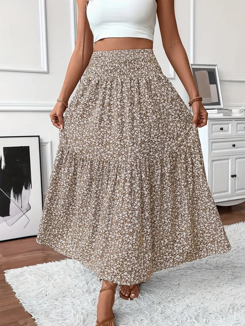Elena Ditsy Floral Skirt - Women's in khaki