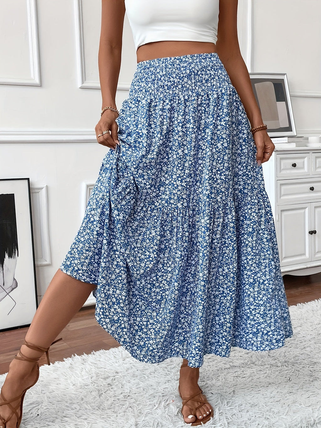 Elena Ditsy Floral Skirt - Women's in black