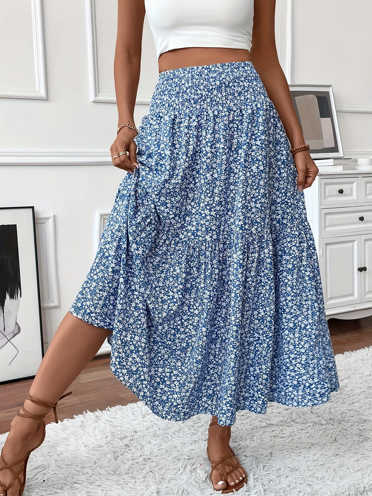 Elena Ditsy Floral Skirt - Women's in black