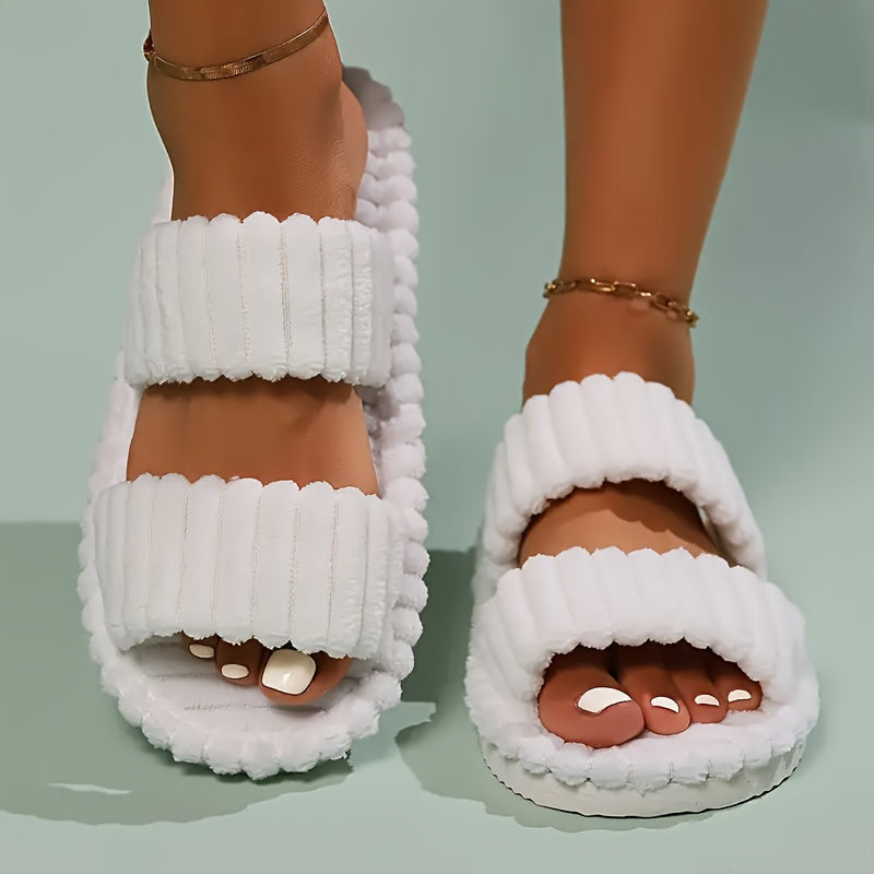 Mila Plush Slippers - Unisex in white
