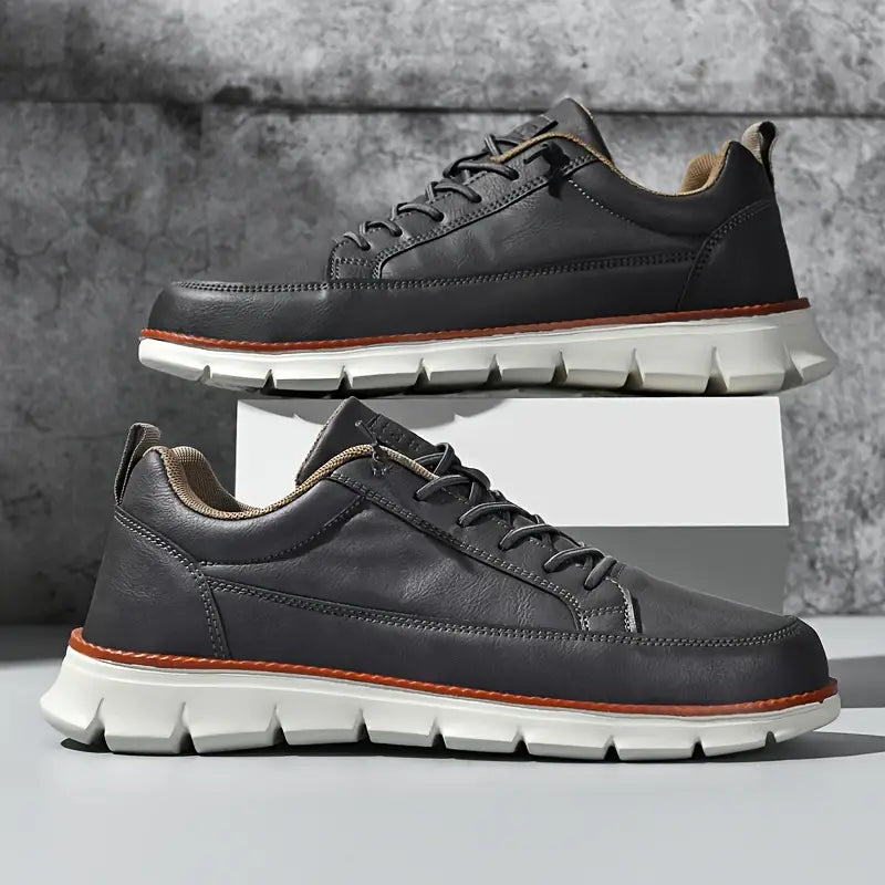 Leo Crafted Leather Sneakers - Men's in blue