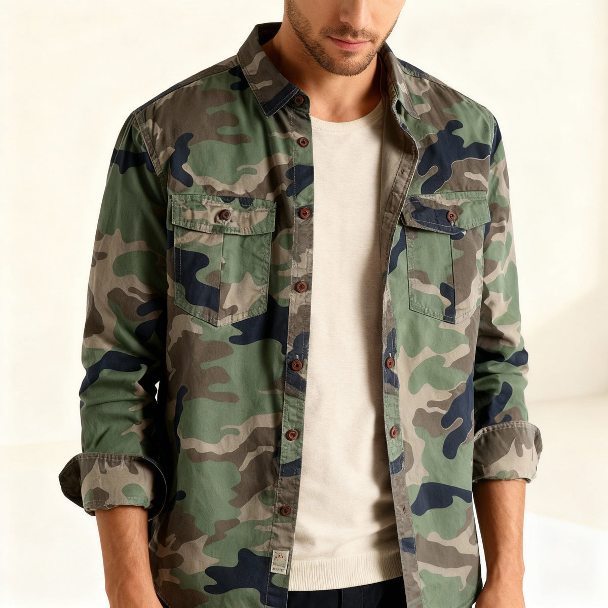 Kellan Camouflage Jacket - Unisex in deep forest green