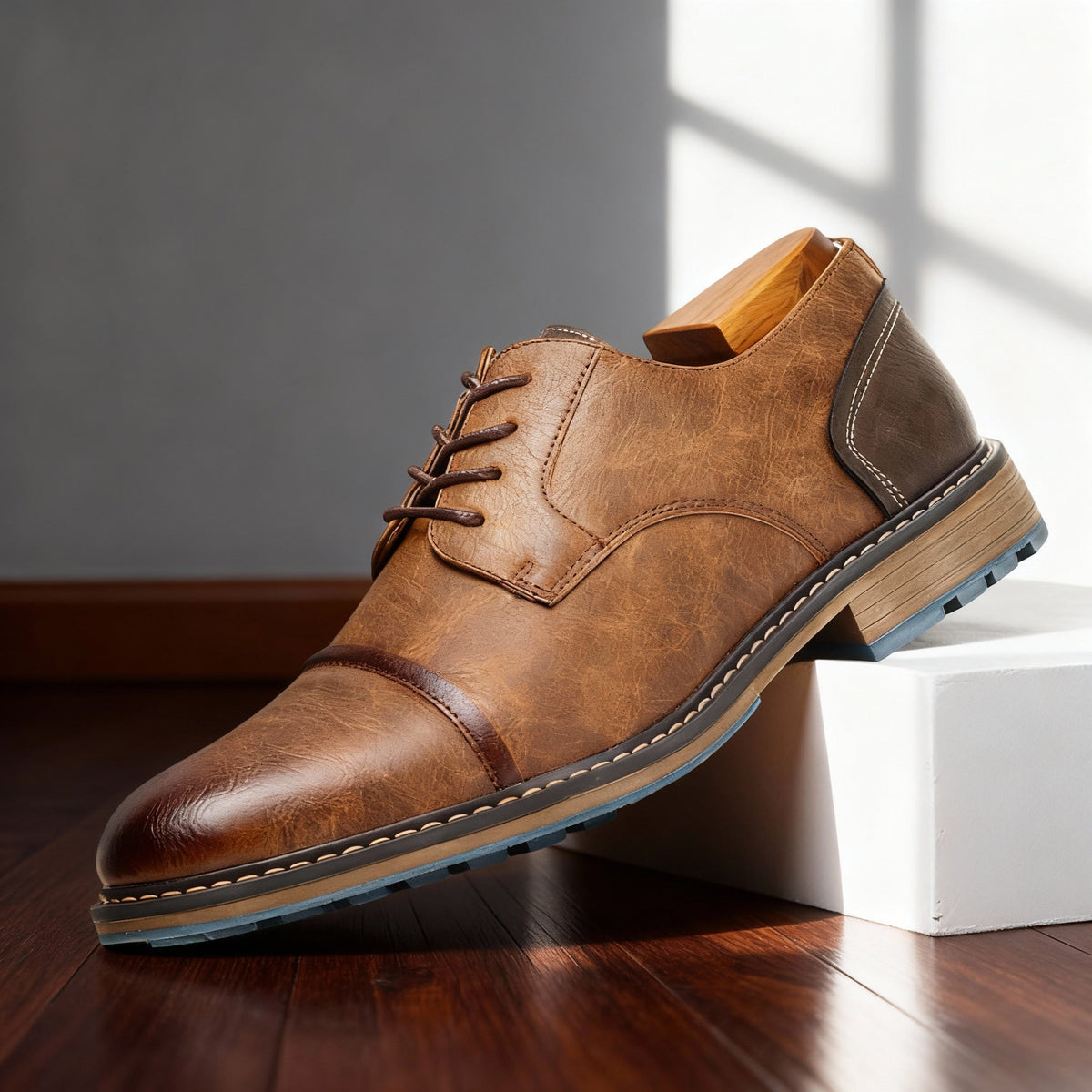 Milo Cap-Toe Derbies - Men's in leather brown