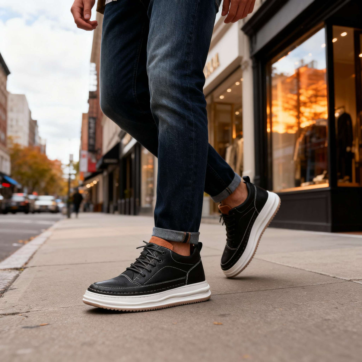 Zane Leather Sneakers - Men's in khaki