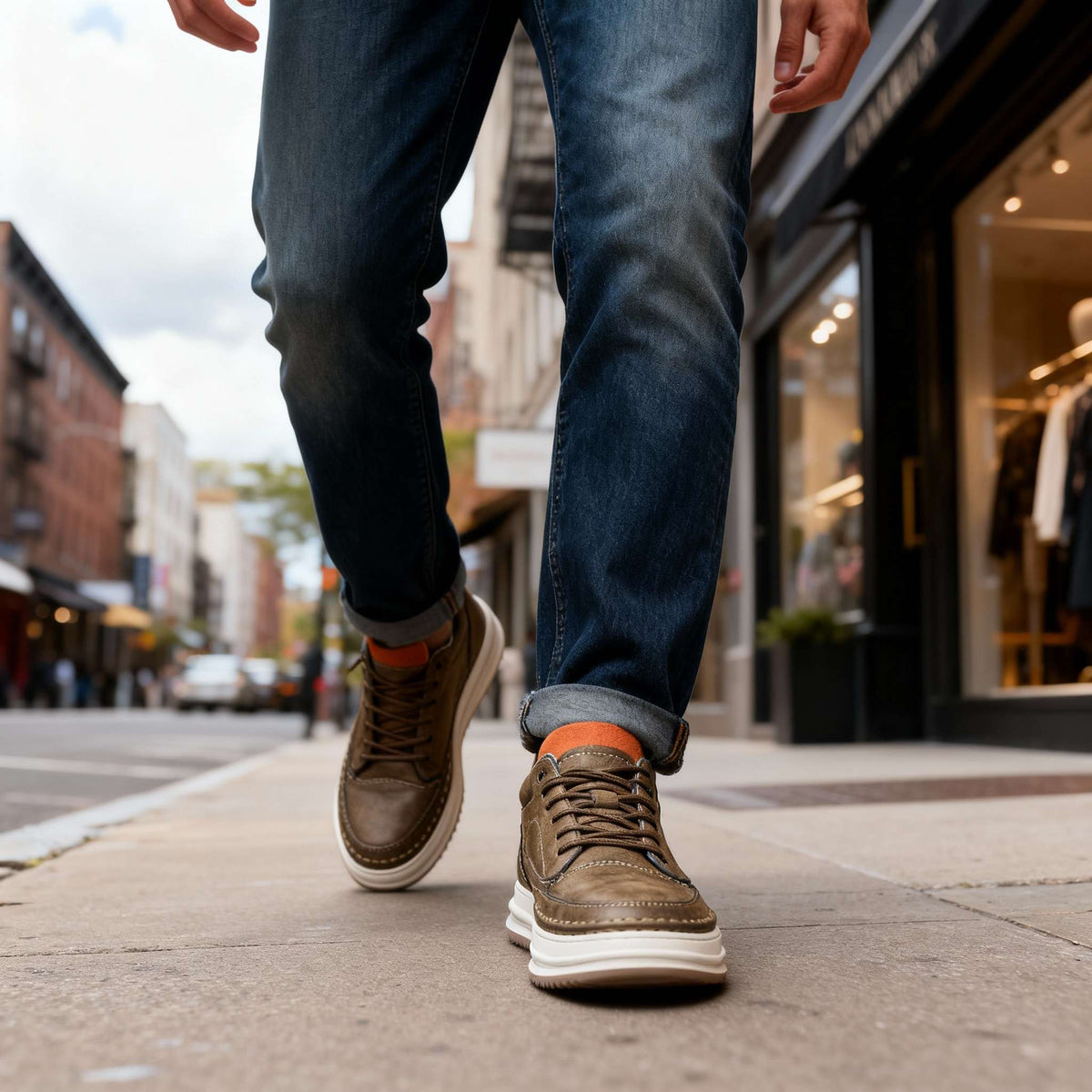 Henry Blake Leather Sneakers - Men's in khaki