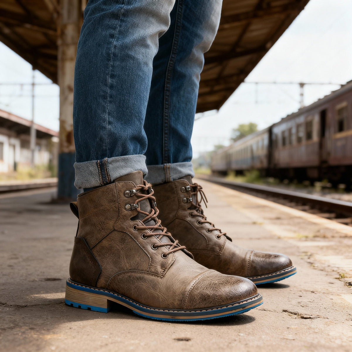 Bexley Combat Boots - Men's in saddle brown