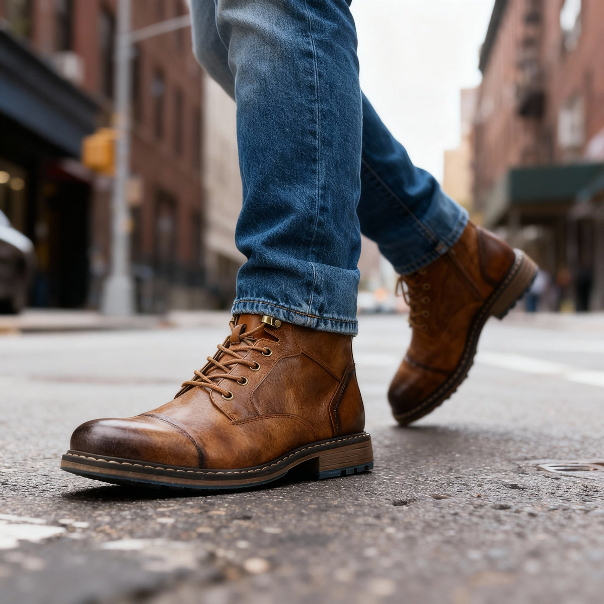 Bexley Combat Boots - Men's in saddle brown