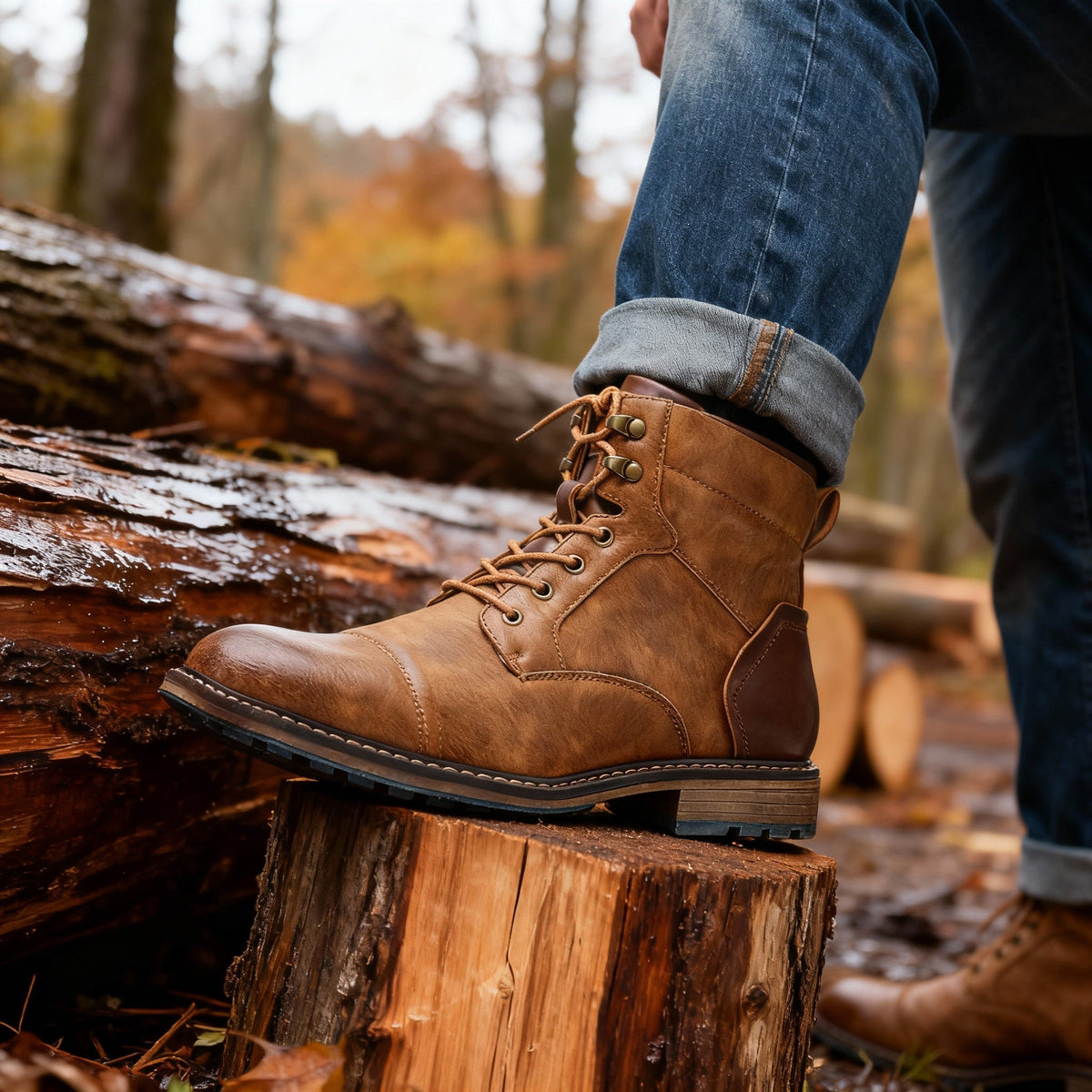 Bexley Combat Boots - Men's in saddle brown