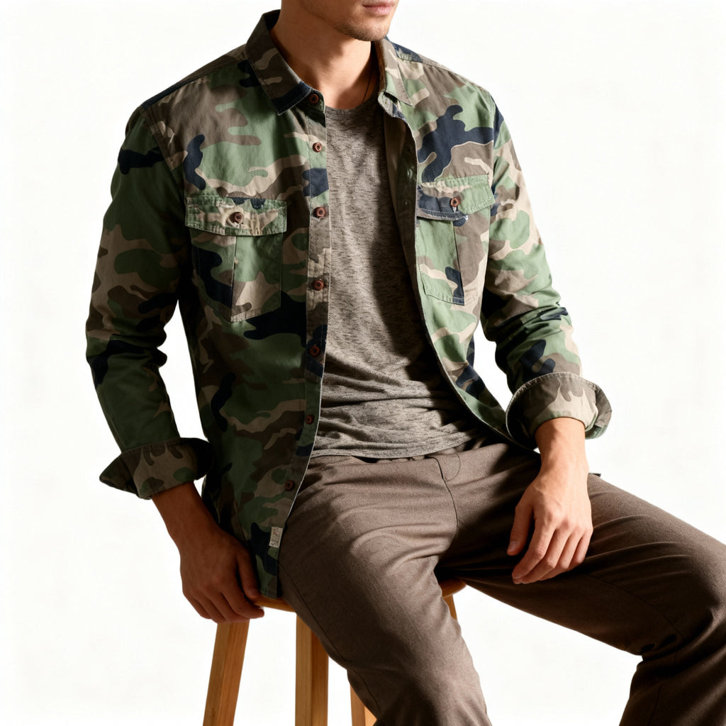 Kellan Camouflage Jacket - Unisex in deep forest green