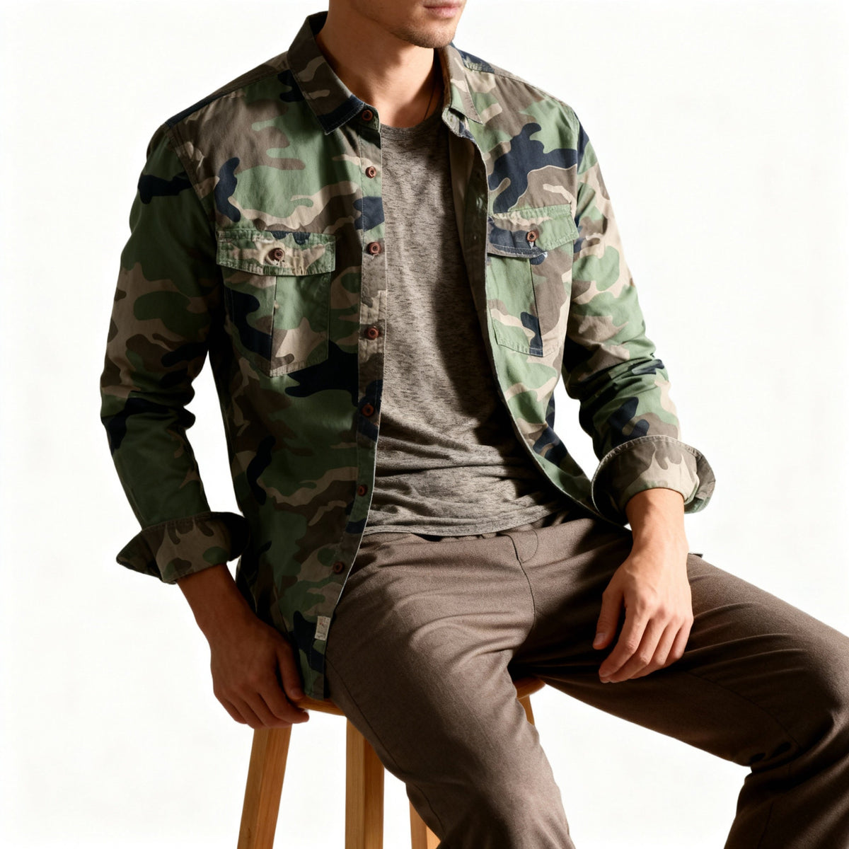 Kellan Camouflage Jacket - Unisex in deep forest green