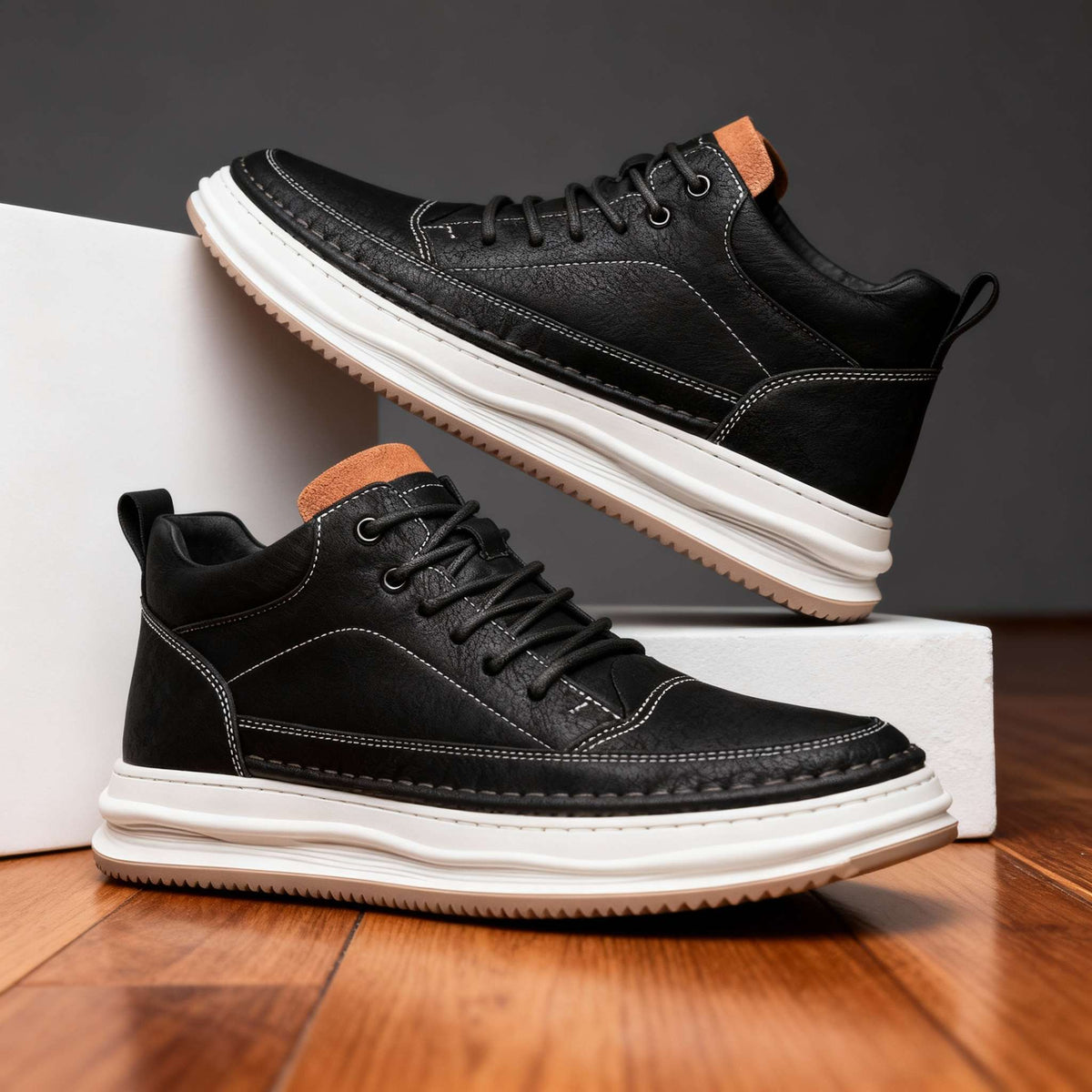 Zane Leather Sneakers - Men's in khaki