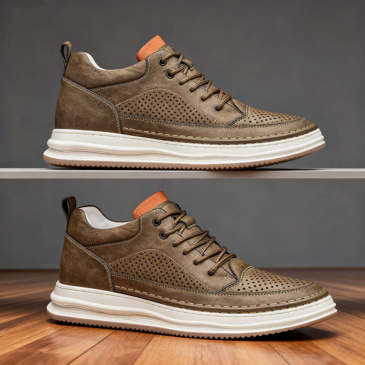 Rex Breeze Leather Sneakers - Men's in khaki