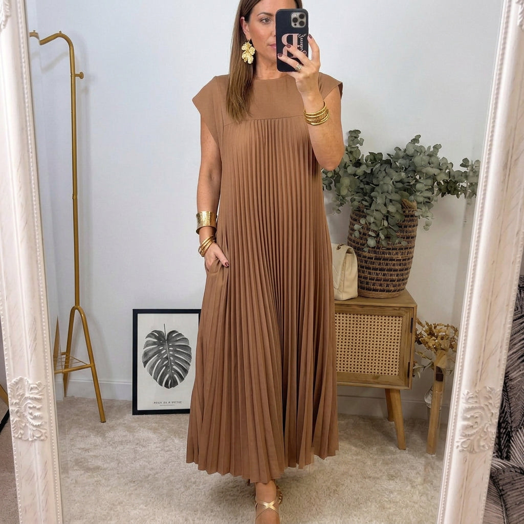 Elsie Everyday Midi Dress - Women's in beige