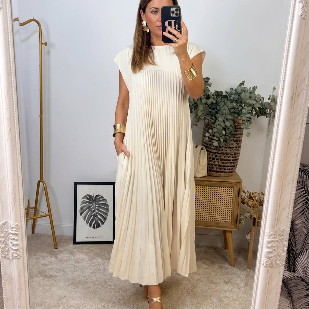 Elsie Everyday Midi Dress - Women's in beige