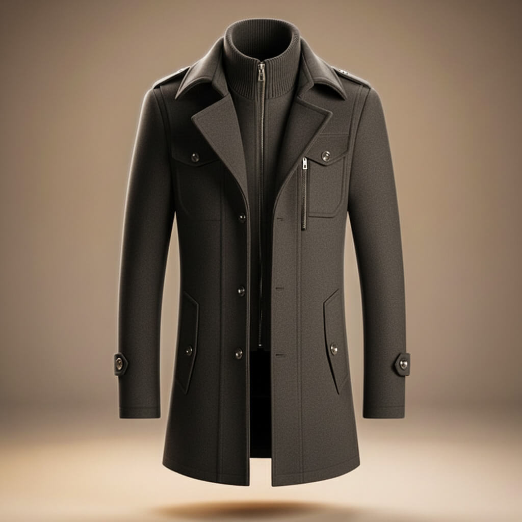 Callum Virgin Wool Coat - Men's in cognac brown