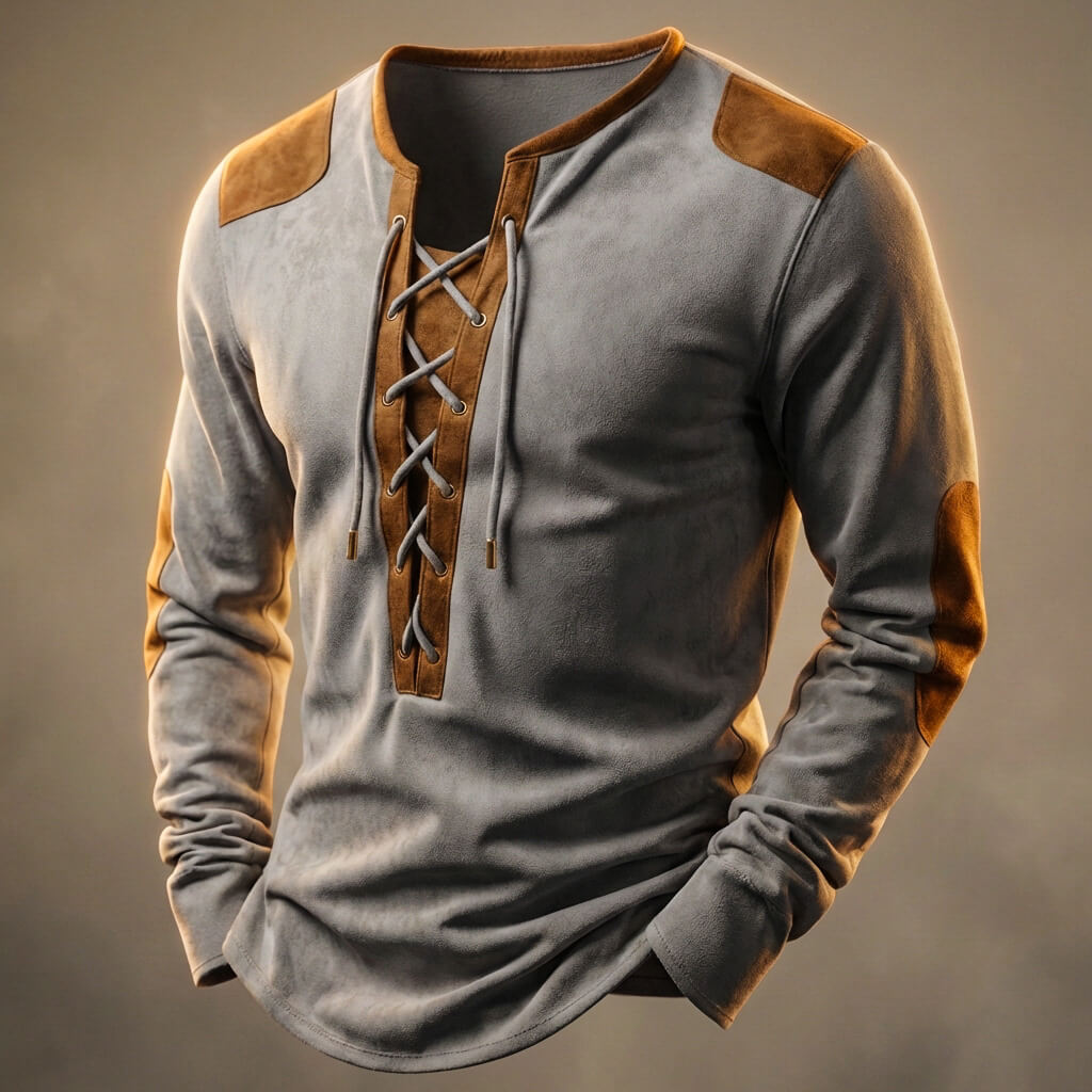 Hutton Textured Henley Shirt - Men's in beige