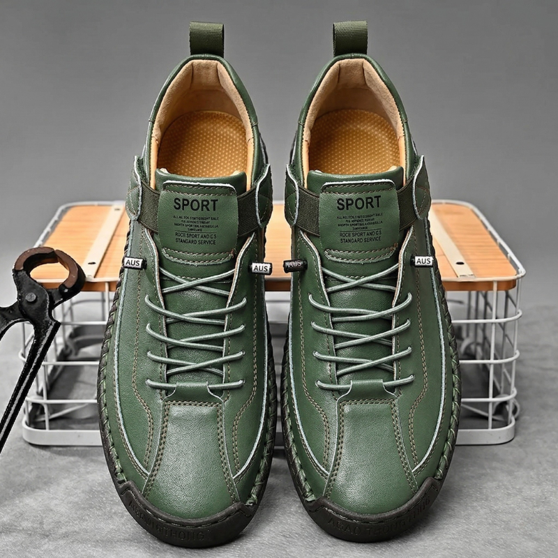 Calder Handmade Leather Sneakers - Men's in olive
