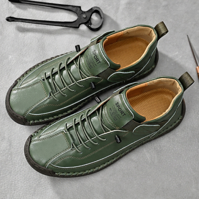 Calder Handmade Leather Sneakers - Men's in olive