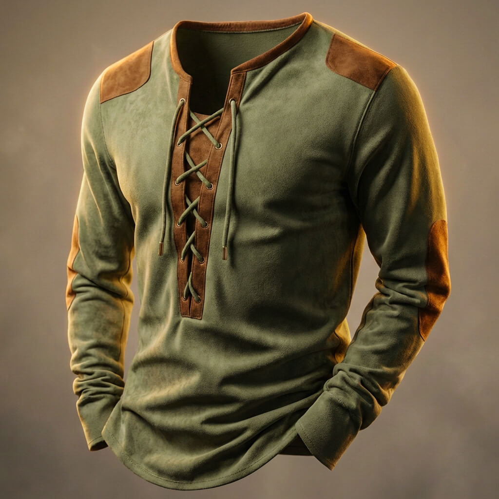 Hutton Textured Henley Shirt - Men's in beige