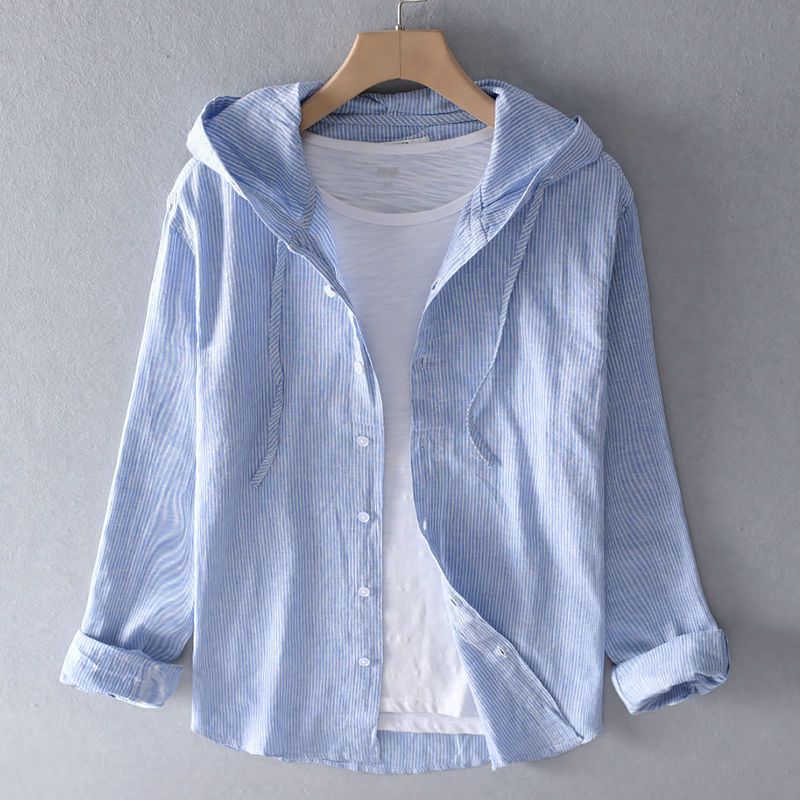 Nova Linen Hoodie - Unisex in blue